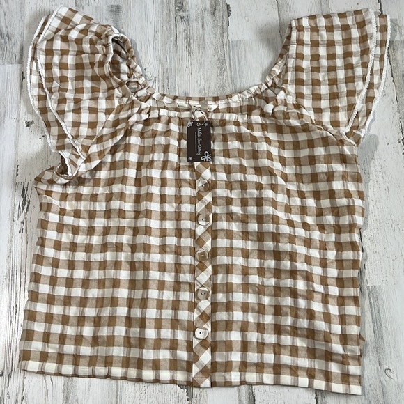 Matilda Jane Annabelle Plaid Off Shoulder Top Size XXL. NWT - Picture 3 of 11